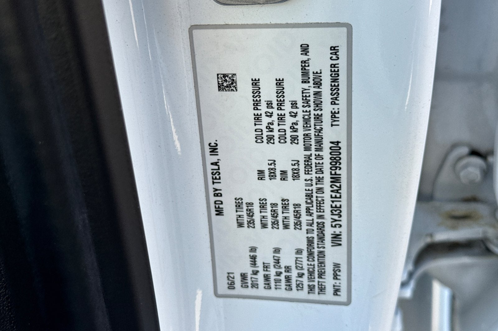 2021 Tesla Model 3 Standard Range Plus